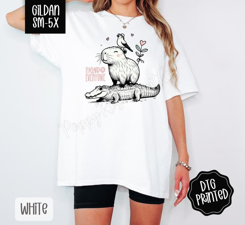 Be Kind Capybara Gildan Shirt, Cute Kindness Tshirt Hoodie, Sweatshirt | HypeDripTees.com