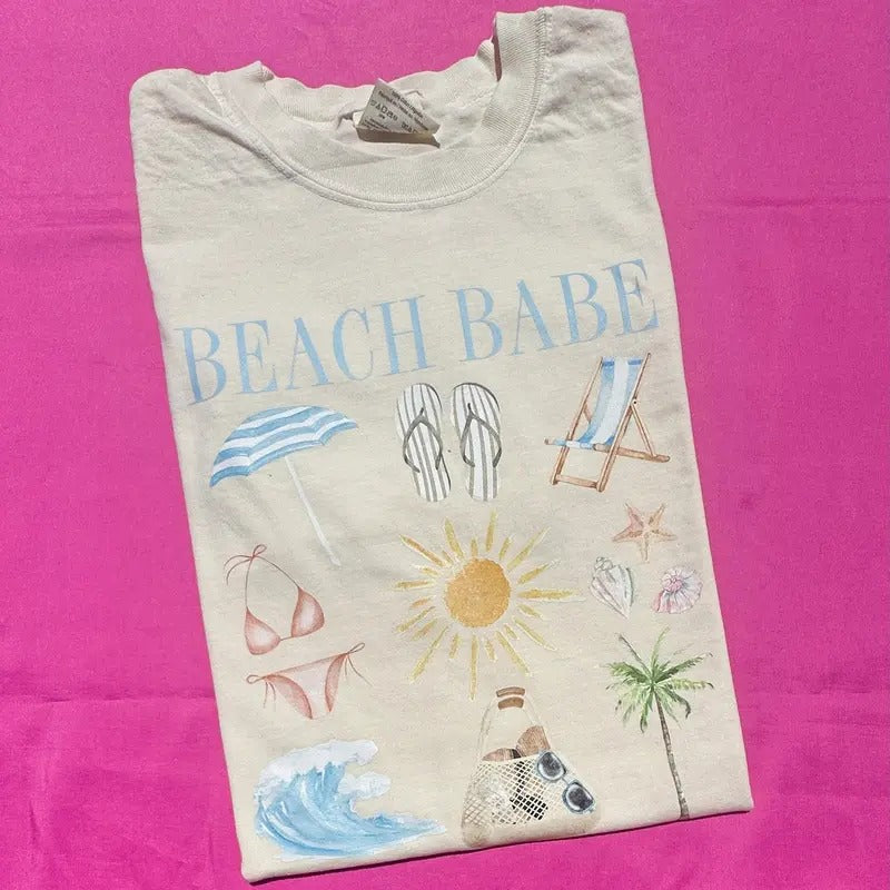 Beach Babe Collage Comfort Colors T-Shirt 'NLB' Hoodie, Sweatshirt | HypeDripTees.com