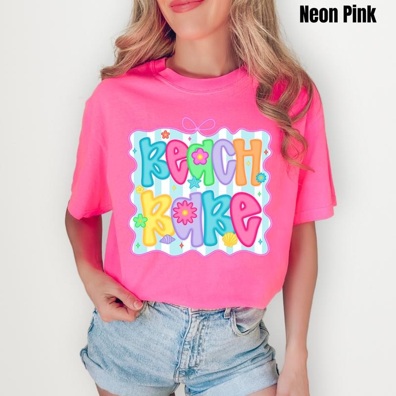 Beach Babe Neon Stripe Comfort Colors T-Shirt 'NLB' Hoodie, Sweatshirt | HypeDripTees.com
