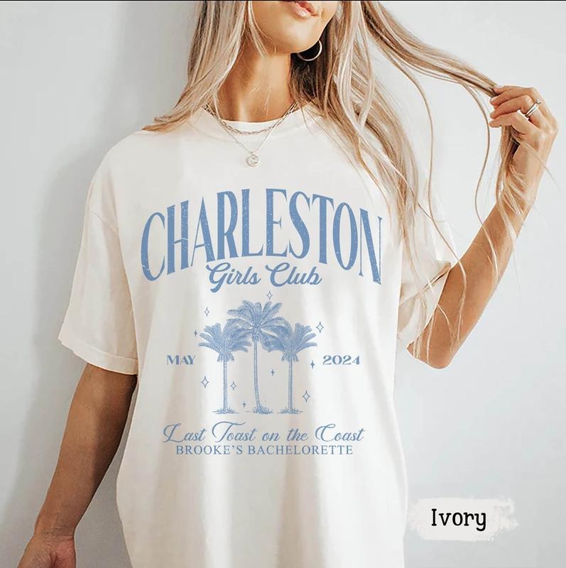 Beach Bachelorette Party Shirts, Luxury Bachelorette Merch, Charleston Girls Club Shirt, Last Toast On The Coast Shirts,...