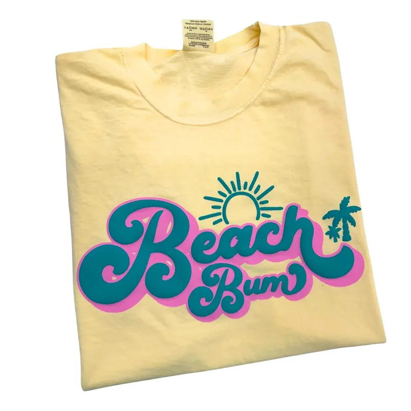 Beach Bum Puff Comfort Colors T-Shirt Hoodie, Sweatshirt | HypeDripTees.com