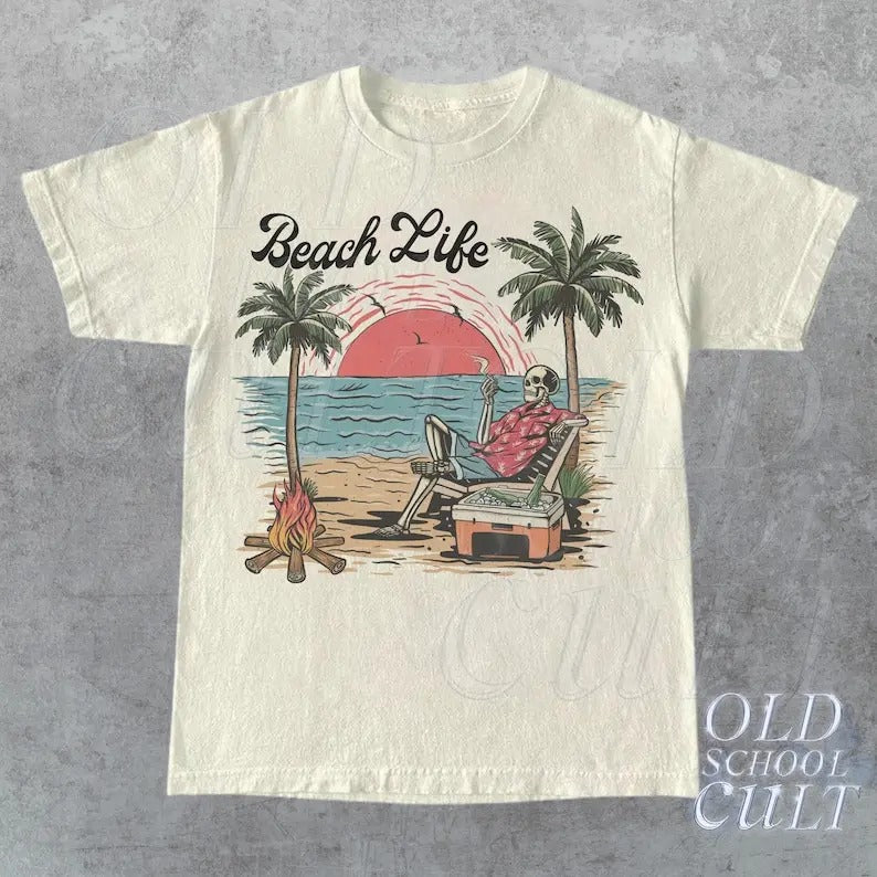 Beachlife Vintage Graphic T-Shirt, Retro Unisex Skate Graphic Tee, Oversize Nostalgia 90s Shirt, Cute Comfy Tee, Surf...