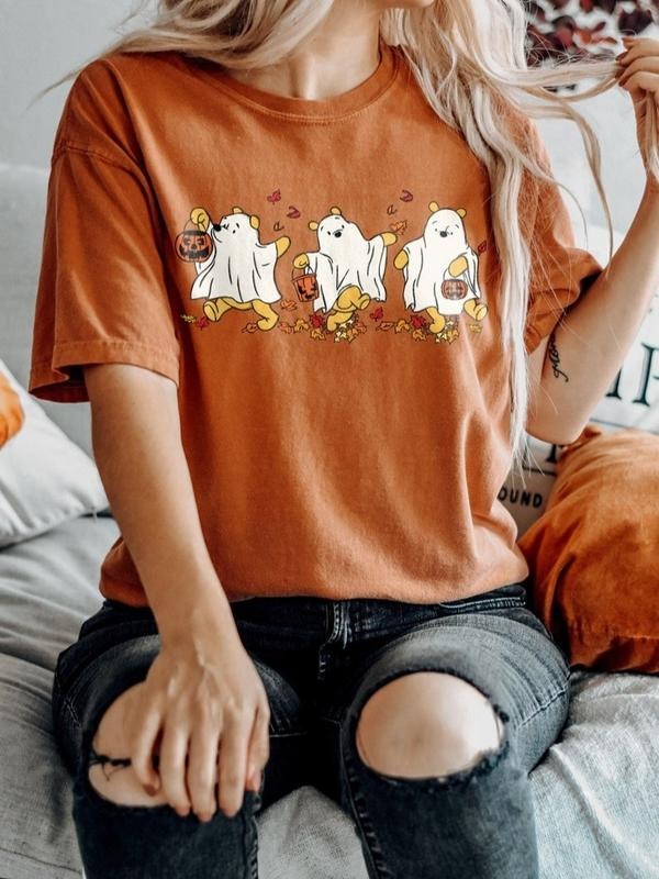 Bear Ghost Halloween Shirt, Spooky Season Shirt, Bear Shirt, Cute Fall Shirt, Halloween Women's Shirt Hoodie, Sweatshirt