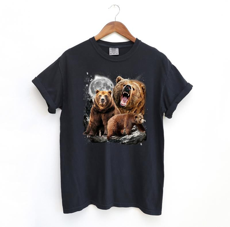 Bears and Moon Graphic Shirt Shirt, Vintage Comfort Colors Shirt Hoodie, Sweatshirt | HypeDripTees.com