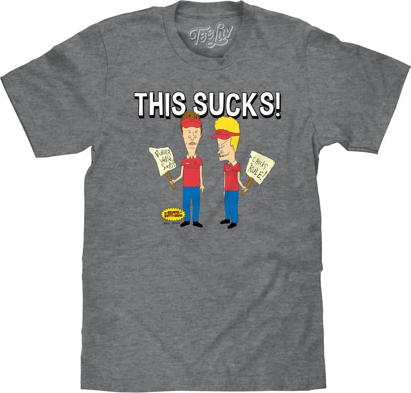 Beavis and Butthead This Sucks! T-Shirt - Graphite Gray Heather graphic tee Hoodie, Sweatshirt | HypeDripTees.com