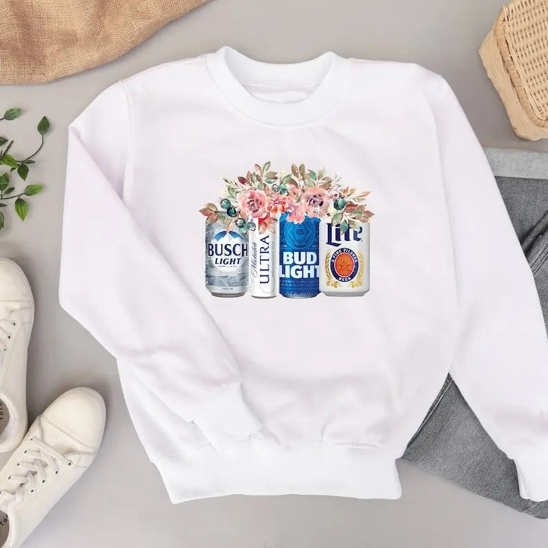 Beer Sweatshirt, Floral Beer  sweater and hoodie T-Shirts | HypeDripTees.com