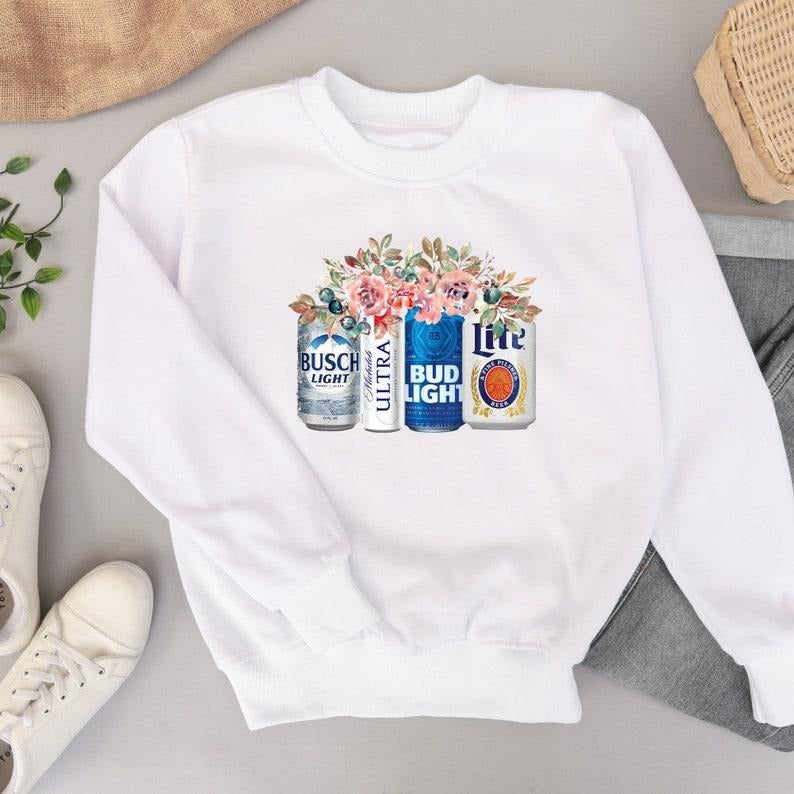 Beer Sweatshirt, Floral Beer  sweater T-Shirts, Hoodie | HypeDripTees.com