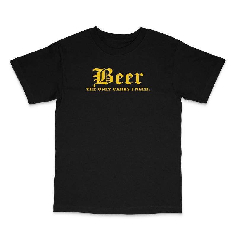 Beer The Only Carbs I Need Custom Printed Black T-Shirt Hoodie, Sweatshirt | HypeDripTees.com