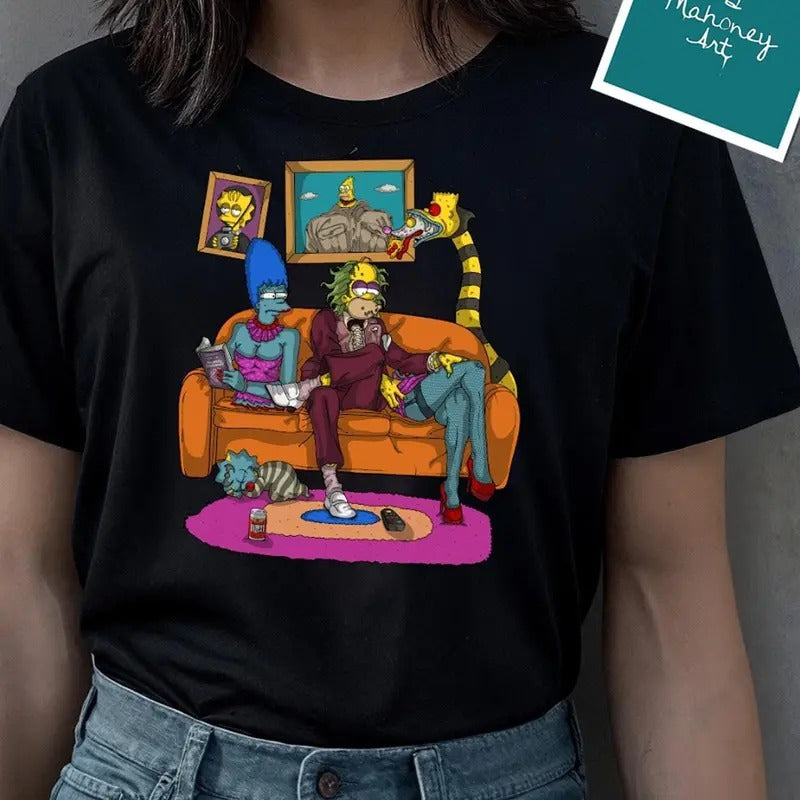 Beetlejuice Simpsons Style T-Shirt, Womens, Girls, Spooky, Goth, Halloween tee Hoodie, Sweatshirt | HypeDripTees.com
