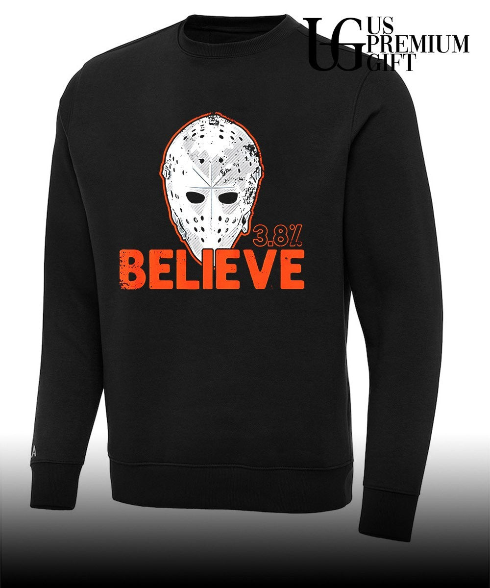 Believe 3.8 percent Bernie Parent mask Philadelphia Flyers hockey shirt