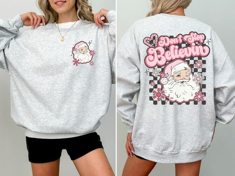 Believing Retro Santa Claus Sweatshirt T-Shirts, Hoodie | HypeDripTees.com