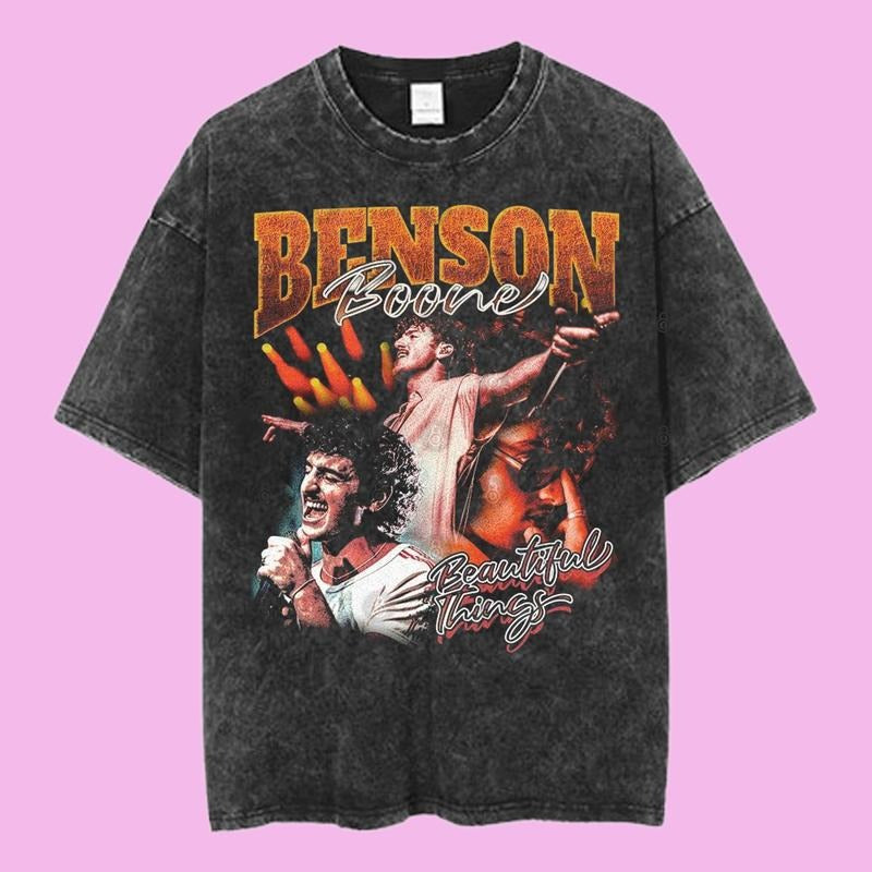 Benson Boone Beautiful Things Tour Graphic Tee, Retro Concert T-Shirt, Vintage Rock Band Style, Music Tour Merch, Unisex...