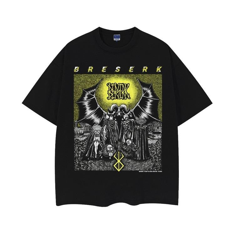 Berserk "Apostles" Heavyweight Vintage Tee 100% Cotton OVERSIZED Anime T-shirt Menswear Top Crew Necks Tshirt Casual...