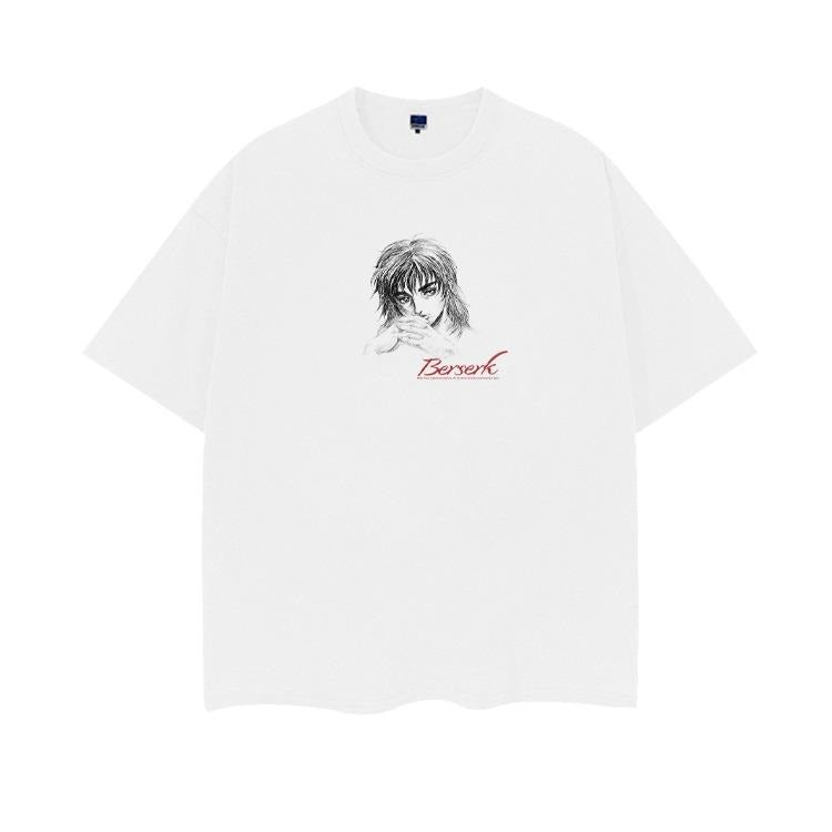 Berserk "Casca Portrait" Heavyweight Vintage Tee 100% Cotton OVERSIZED Anime T-shirt Menswear Top Crew Necks Tshirt...