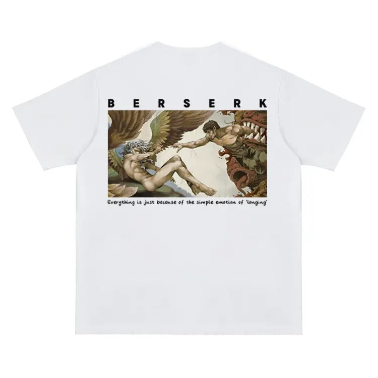 Berserk "Create Adam" Heavyweight Vintage Tee 100% Cotton OVERSIZED Anime T-shirt Menswear Top Crew Necks Tshirt Casual Streetwear White Crewneck Tropical Shortsleeve