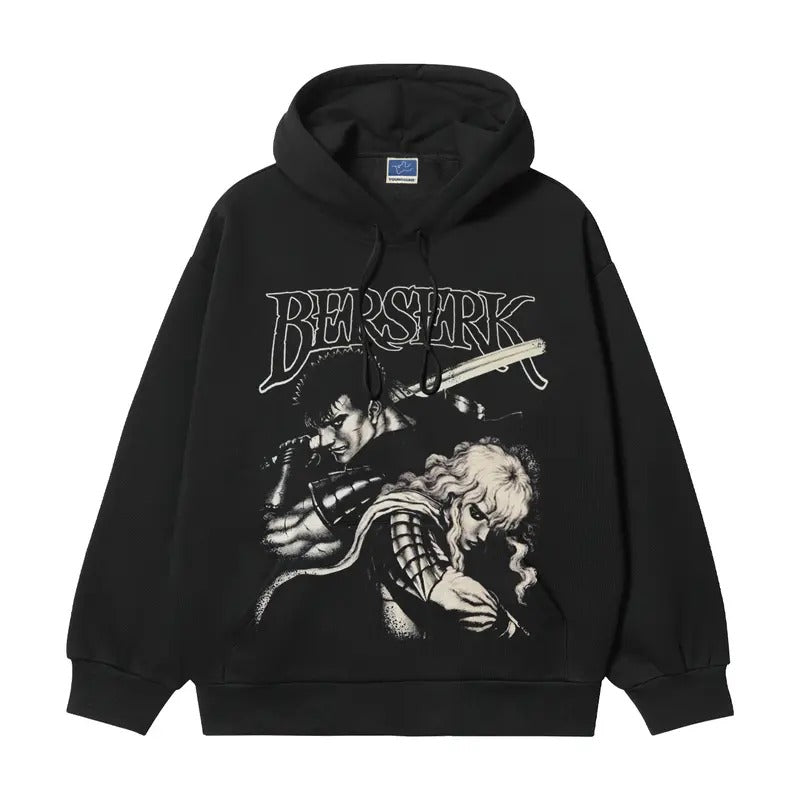 Berserk "Fated Duel" Heavyweight Vintage Hoodie Cotton Blend Classic Anime Sweatshirt Menswear Tops Pullover Long Sleeve...