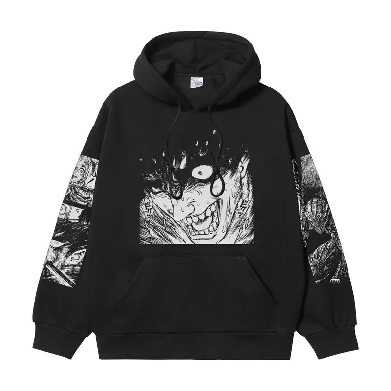 Berserk "Guts' Fury" Heavyweight Vintage Hoodie Cotton Blend Classic Anime Sweatshirt Menswear Tops Pullover Long Sleeve...