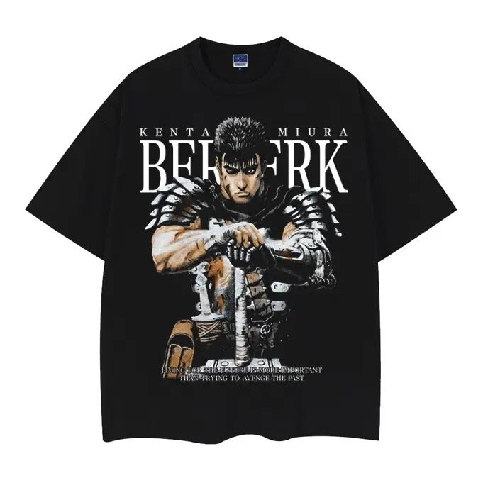 Berserk "Guts' Gaze" Heavyweight Vintage Tee 100% Cotton OVERSIZED Anime T-shirt Menswear Top Casual Streetwear Black...