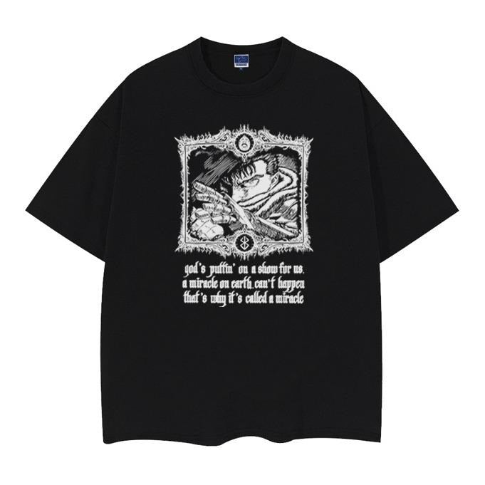 Berserk "Guts" Vintage Oversized Tee Anime T-shirt 100% Cotton Original Design Men's Top Streetwear Casual Crewneck...