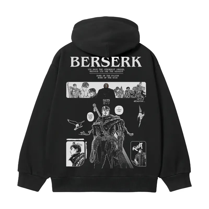 Berserk "Guts' Will" Heavyweight Vintage Hoodie Cotton Blend Classic Anime Sweatshirt Menswear Tops Pullover Long Sleeve...