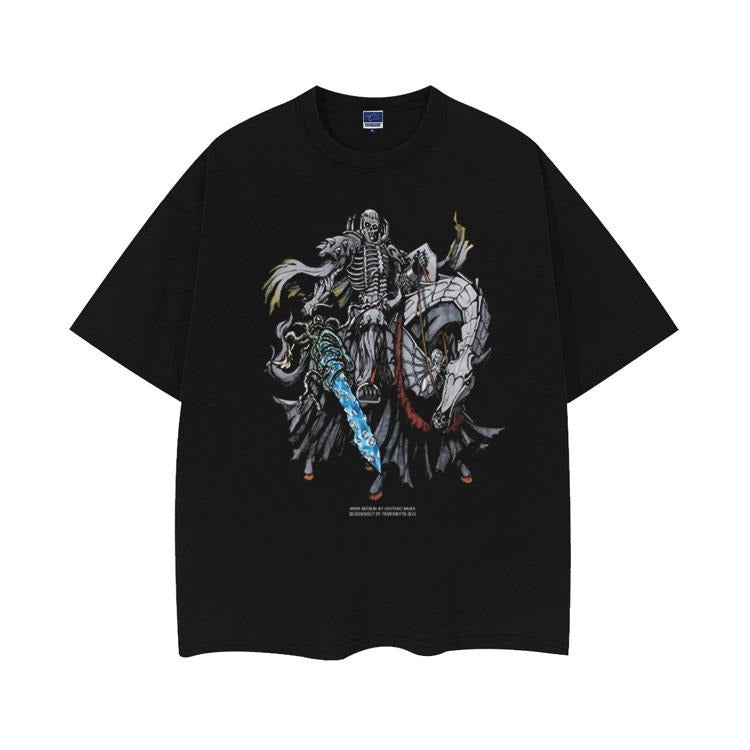 Berserk "Skull Knight" Heavyweight Vintage Tee 100% Cotton OVERSIZED Anime T-shirt Menswear Top Crew Necks Tshirt Casual...