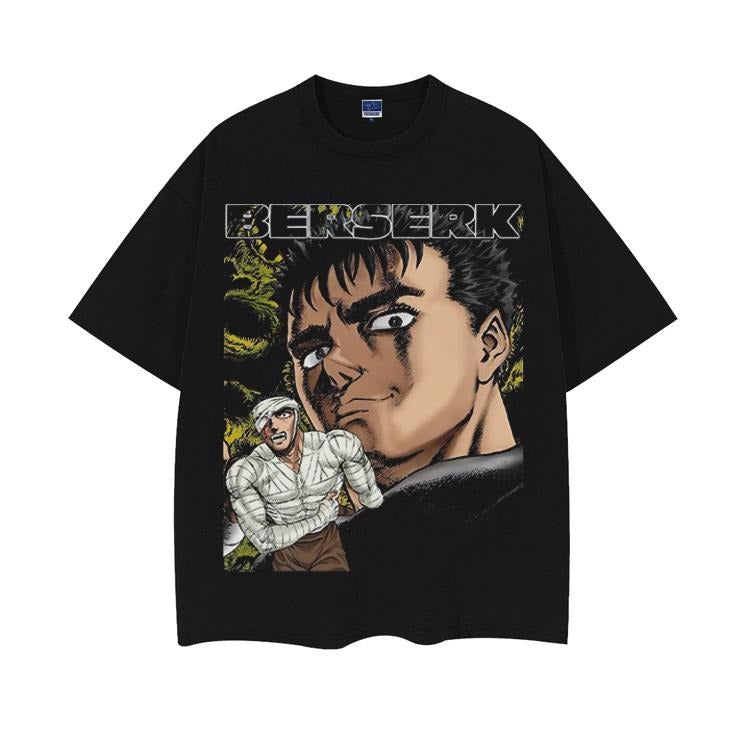 Berserk "Warrior Guts" Heavyweight Vintage Tee 100% Cotton OVERSIZED Anime T-shirt Menswear Top crew necks vintage...