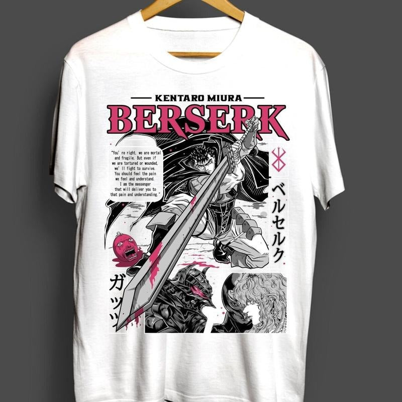 Berserk T-shirt Strip Guts Berserker Armour Horror Anime Gift Tee Shirt All Size Hoodie, Sweatshirt | HypeDripTees.com