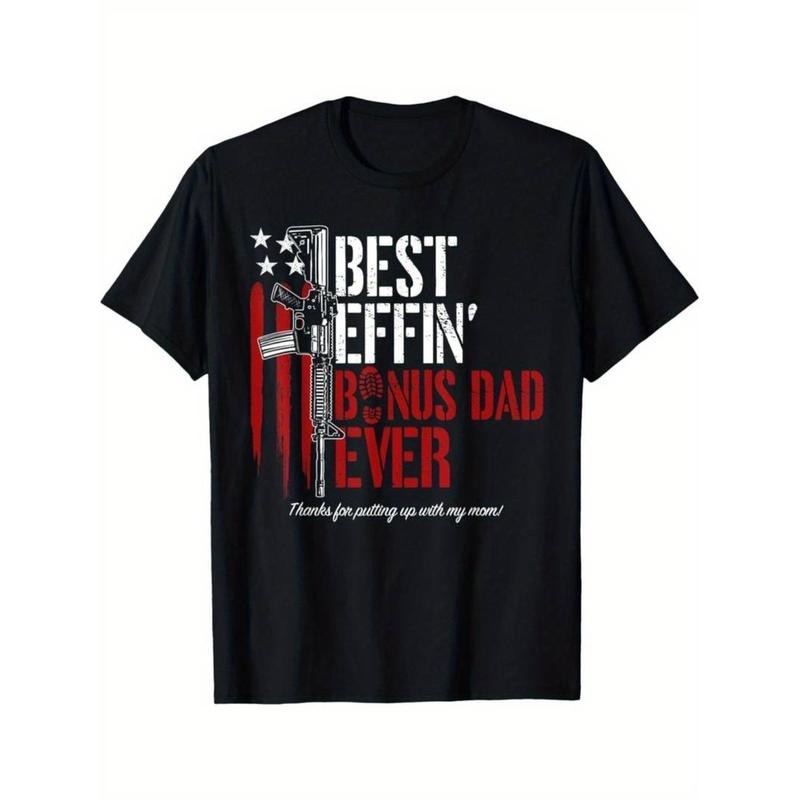Best Bonus Dad Ever" Men's Casual T-Shirt - Gun Rights & American Flag Design Hoodie, Sweatshirt | HypeDripTees.com