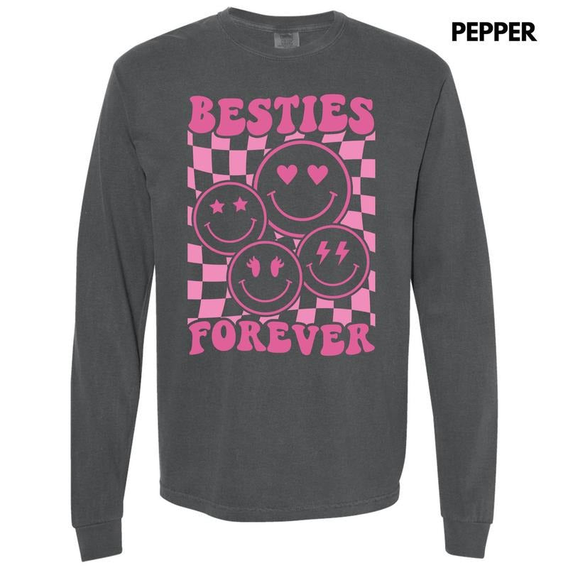 Besties Forever Long Sleeve Comfort Colors T-Shirt 'NLB' Hoodie, Sweatshirt | HypeDripTees.com