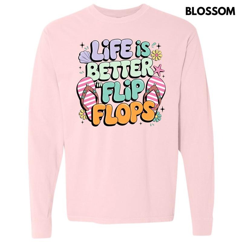 Better In Flip Flops Long Sleeve Comfort Colors T-Shirt 'NLB' Hoodie, Sweatshirt | HypeDripTees.com