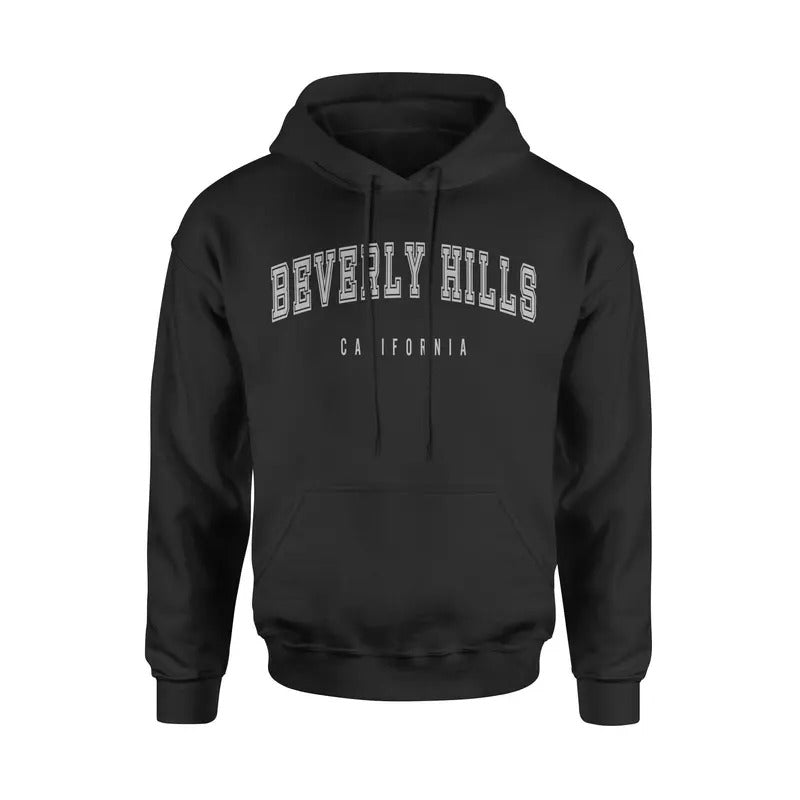 Beverly Hills California Unisex Classic Hoodie Sweatshirt Cotton Fabric Pocket Womenswear T-Shirts | HypeDripTees.com