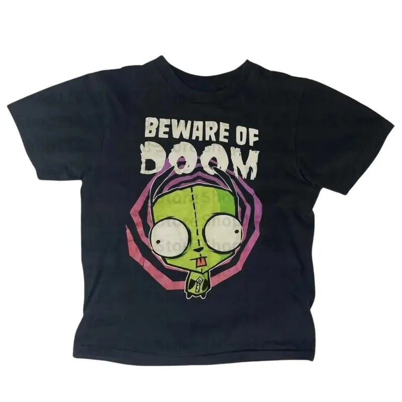 Beware Of Doom Baby Tee, Gothic Emo Girl Baby Tees, Clothes 2000s, Y2k Top Women Streetwear, Emo Girl Tops, Grunge 2000s,...