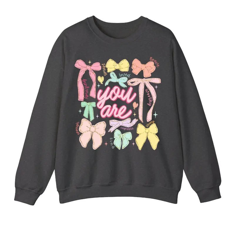 Bible You Are Bow sweatshirt, You Are Strong Kind Enough, Bible Bow sweater, Christian Tee Hoodie | HypeDripTees.com