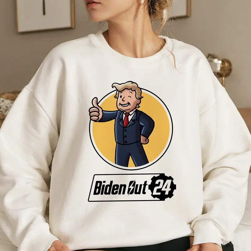 Biden Out Fallout t-shirt, Fallout movies shirt, cartoon sweatshirt hoodie | HypeDripTees.com