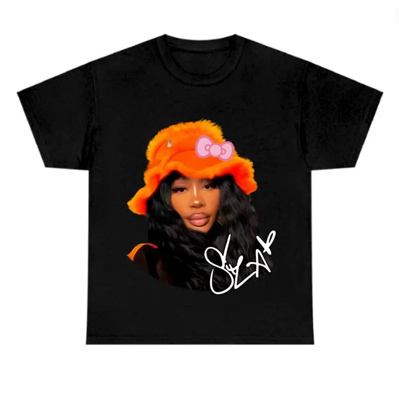 Big Face Sza Orange Kitty Cute t shirt pop music shirt graphic tee Hoodie, Sweatshirt | HypeDripTees.com