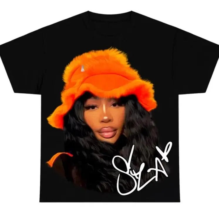 Big Face Sza Orange t shirt pop music shirt Classic Unisex Tee Hoodie, Sweatshirt | HypeDripTees.com