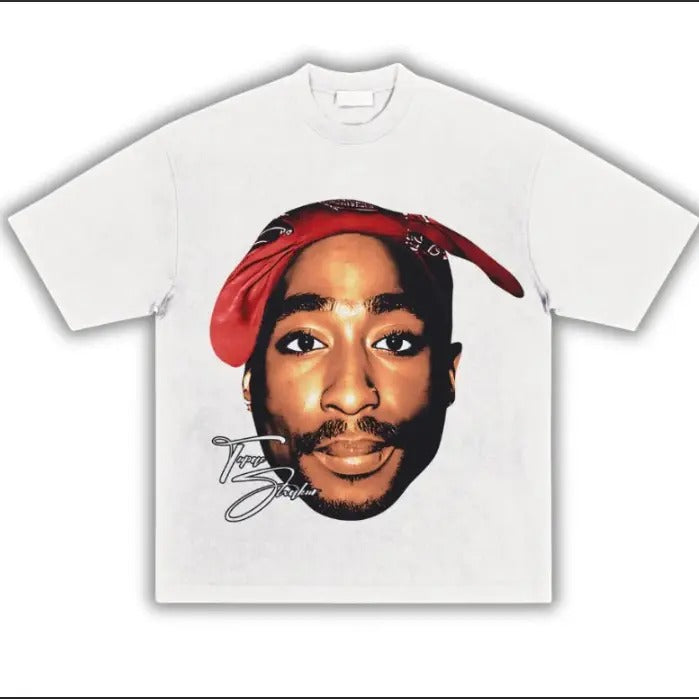 Big Face Tupacc Rap T-Shirt - Men's Cotton Tee - Classic Hoodie, Sweatshirt | HypeDripTees.com