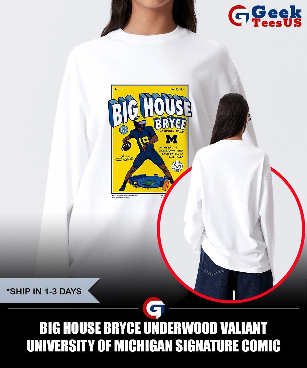 Big House Bryce Underwood Valiant University of Michigan signature comic shirt