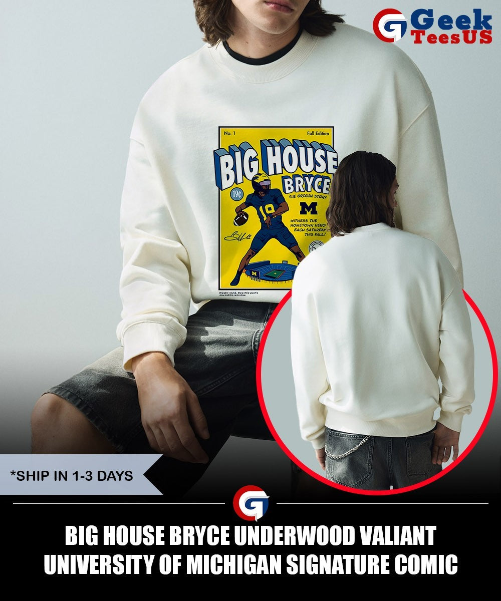 Big House Bryce Underwood Valiant University of Michigan signature comic shirt