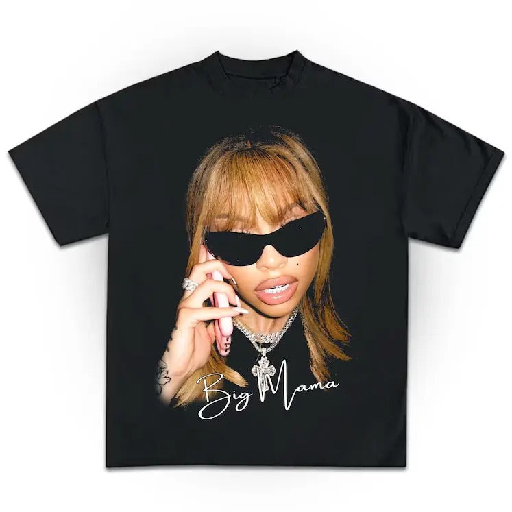 Big Mama Graphic T-Shirt Rapper Lattooo Tee Cotton Fabric Hoodie, Sweatshirt | HypeDripTees.com