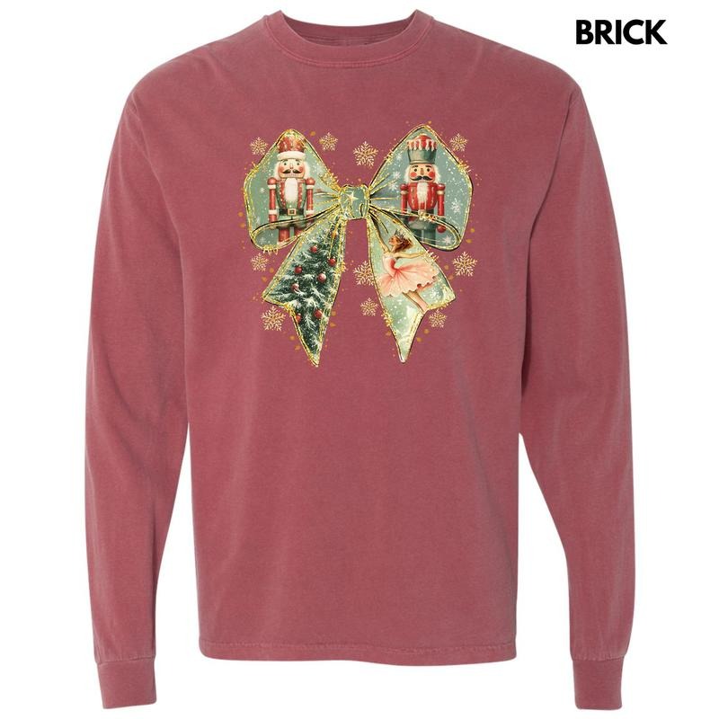 Big Nutcracker Bow Long Sleeve Comfort Colors T-Shirt 'NLB' Hoodie, Sweatshirt | HypeDripTees.com