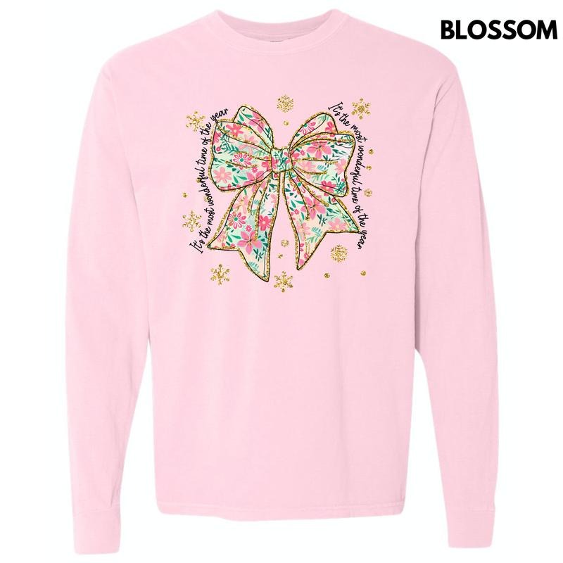 Big Wonderful Time Bow Long Sleeve Comfort Colors T-Shirt 'NLB' Hoodie, Sweatshirt | HypeDripTees.com