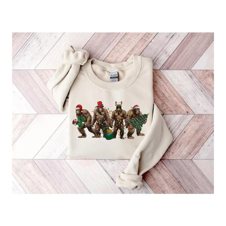 Bigfoot Christmas Lights Sweatshirt, Bigfoot Merry Christmas Shirt, Bigfoot Lover Xmas Shirt, Christmas Gifts, Women...