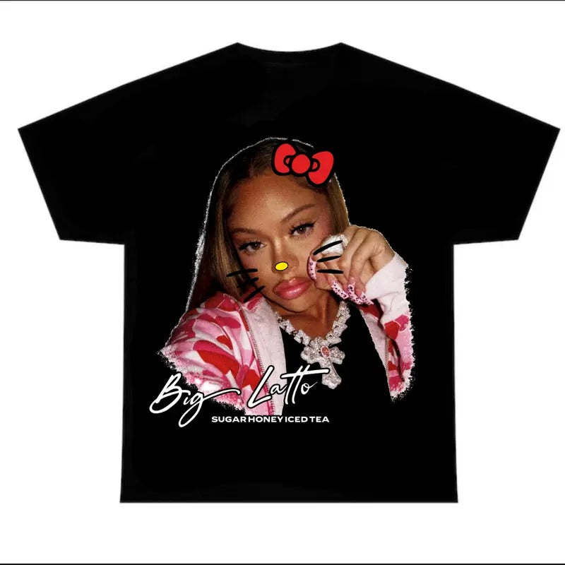 Bigg Latto Black Tee, Latto Red Kitty Shirt Hoodie, Sweatshirt | HypeDripTees.com