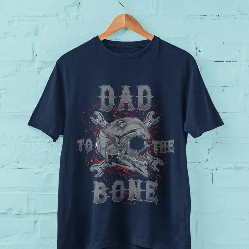 Biker Dad T Shirt Dad To The Bone With Skull And Cross Wrenches Art Gift For Motorcyclist Dad  sweater and hoodie Sweatshirt
