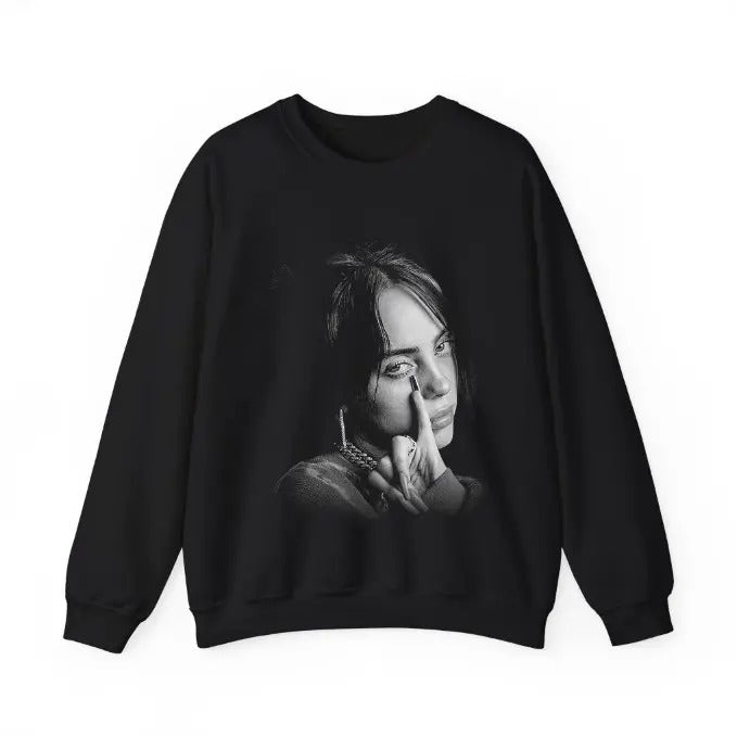 Billieee Eilishhh Sweatshirt, Graphic Tee Craze Sweatshirt Hoodie | HypeDripTees.com