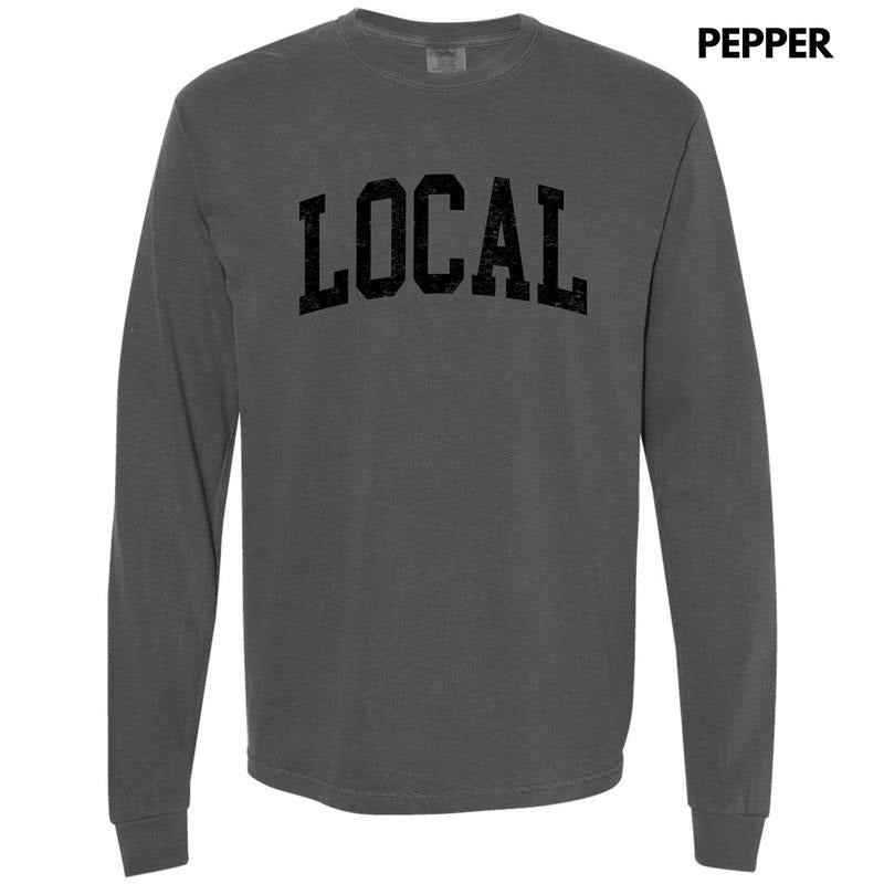 Black - Local Varsity Letter Long Sleeve Comfort Colors T-Shirt 'NLB' Hoodie, Sweatshirt | HypeDripTees.com