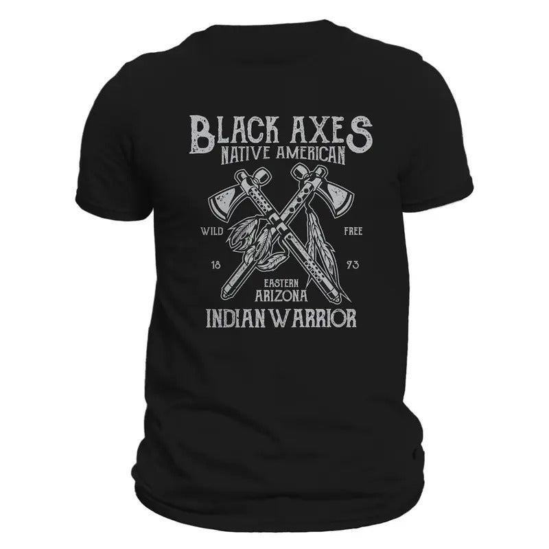 Black Axes Native American Indian Warrior Men's T-Shirt Casual Classic Hoodie, Sweatshirt | HypeDripTees.com