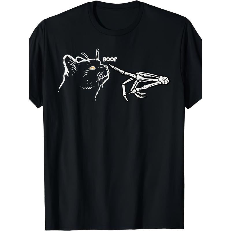 Black Cat Halloween T-shirt Made in USA Men's Graphic T-Shirt with Skeleton Hand Hoodie, Sweatshirt | HypeDripTees.com