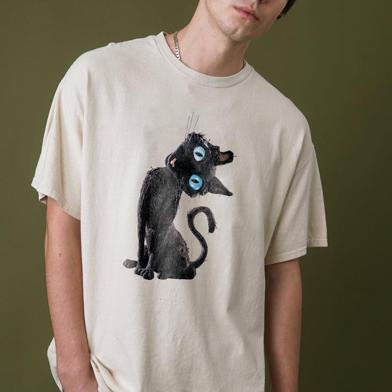 Black Cat Shirt, Y2K Womens Fitted Tshirts, Coraline Sweatshirt, Retro Shirt, Vintage Movie Tops, Cute Film Tshirt, Gift...